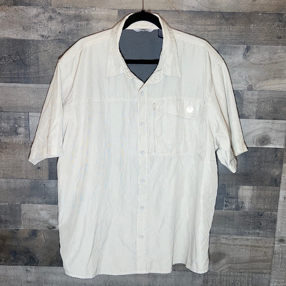 Tan Breathable Wrangler Button Down Short Sleeve Shirt